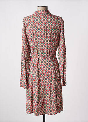 Robe mi-longue imprimé fleurs manches longues rouge C'EST BEAU LA VIE femme