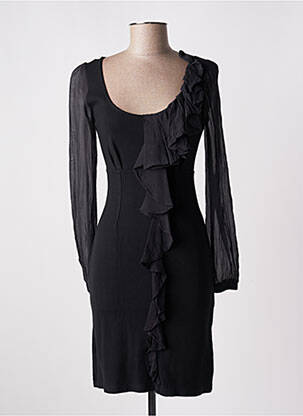 Robe mi-longue manches longues manches longues noir KING KONG femme