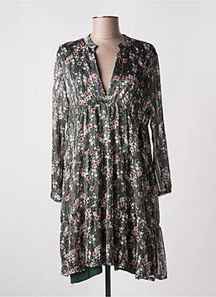 Robe mi-longue coupe fluide manches longues vert RUE DES ABBESSES femme
