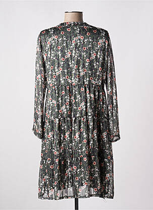 Robe mi-longue imprimé fleurs manches longues vert RUE DES ABBESSES femme