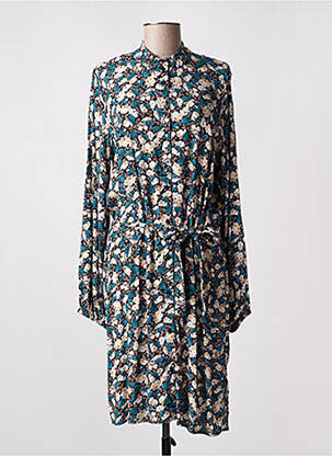Robe mi-longue imprimé fleurs manches longues bleu VERO MODA femme