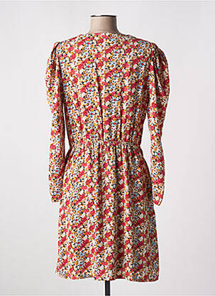 Robe mi-longue imprimé fleurs manches longues rouge CHARLIOR femme