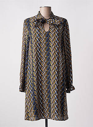Robe courte coupe fluide manches longues bleu LOVIE & CO femme