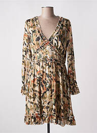 Robe courte manches longues manches longues beige LILIE ROSE femme