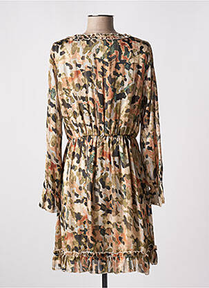Robe courte manches longues manches longues beige LILIE ROSE femme