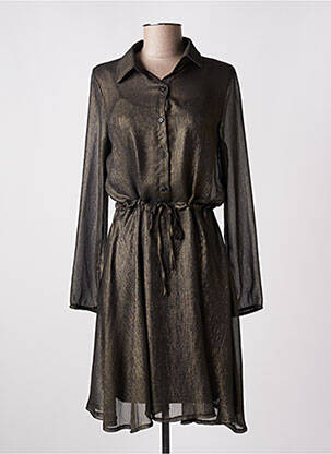 Robe mi-longue coupe fluide manches longues or BELLITA femme