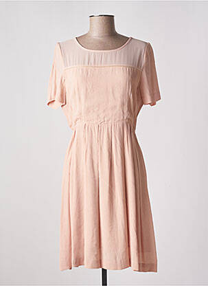 Robe mi-longue manches courtes manches courtes rose SUNCOO femme