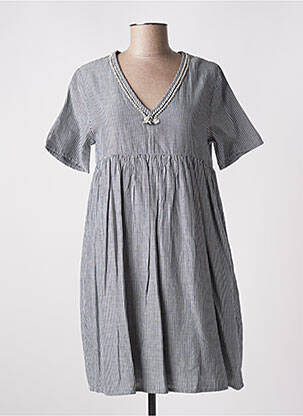 Robe mi-longue tissage crêpe manches courtes gris SCHOOL RAG femme