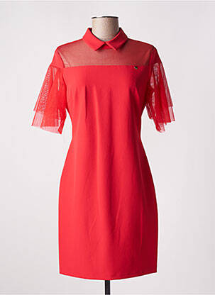 Robe courte fermeture zippée au dos manches courtes rouge RINASCIMENTO femme