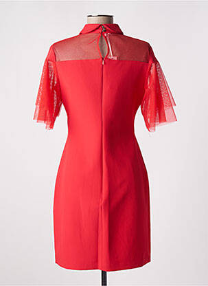 Robe courte fermeture zippée au dos manches courtes rouge RINASCIMENTO femme