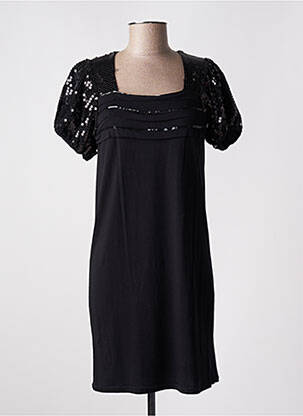 Robe courte manches courtes manches courtes noir GANJANA femme