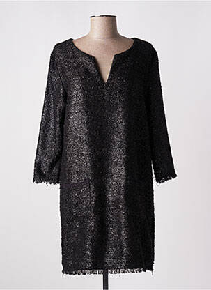 Robe courte fermeture zippée au dos manches longues noir SUNCOO femme