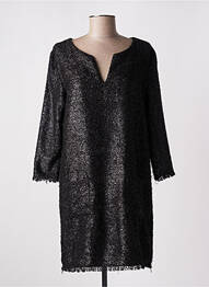 Robe courte fermeture zippée au dos manches longues noir SUNCOO femme