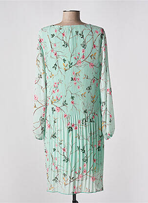 Robe mi-longue imprimé fleurs manches longues vert BELLITA femme