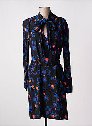 Robe mi-longue imprimé fleurs manches longues bleu SUNCOO femme