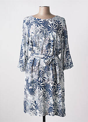 Robe mi-longue coupe fluide manches 3/4 bleu DIANE LAURY femme