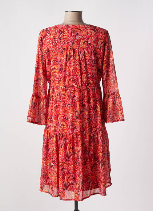 Robe mi-longue coupe fluide manches 3/4 rouge VERO MODA femme