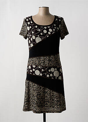 Robe mi-longue manches courtes manches courtes noir JUS D'ORANGE femme