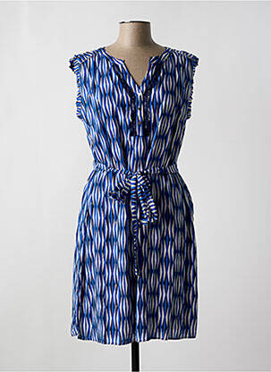 Robe mi-longue imprimé fantaisie manches courtes bleu PAUSE CAFE femme