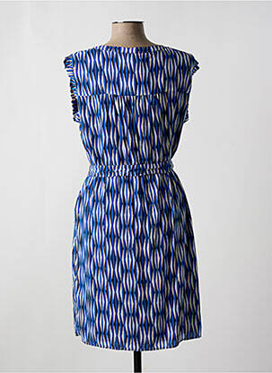 Robe mi-longue imprimé fantaisie manches courtes bleu PAUSE CAFE femme