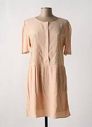 Robe courte fermeture zippée au dos manches courtes rose SUNCOO femme