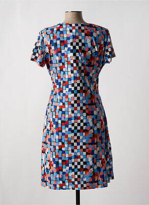 Robe mi-longue tissage crêpe manches courtes bleu SMASH WEAR femme