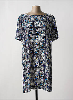 Robe mi-longue coupe fluide manches courtes bleu SURKANA femme