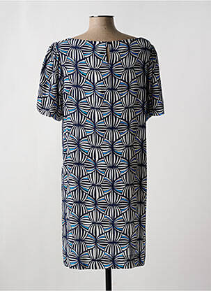 Robe mi-longue coupe fluide manches courtes bleu SURKANA femme