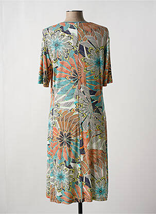 Robe mi-longue imprimé fleurs manches courtes bleu PAUPORTÉ femme