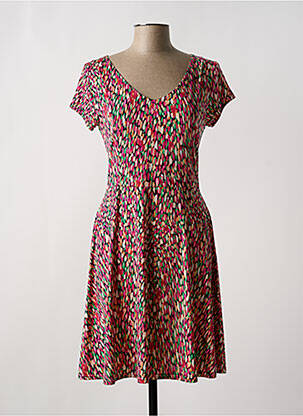 Robe mi-longue manches courtes manches courtes rose FILLE A SUIVRE femme