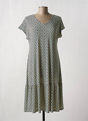 Robe mi-longue imprimé fleurs manches courtes beige TELMAIL femme