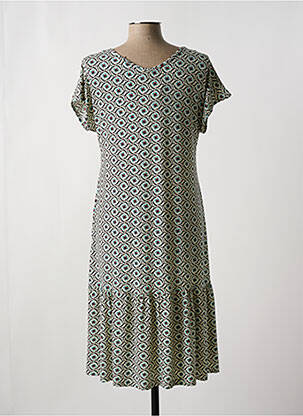 Robe mi-longue imprimé fleurs manches courtes beige TELMAIL femme