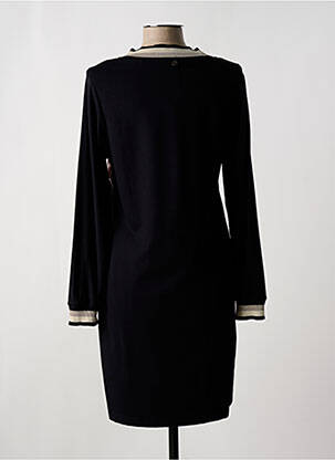 Robe mi-longue imprimé fleurs manches longues noir MALOKA femme