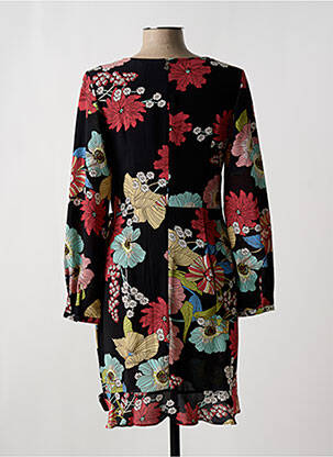 Robe mi-longue imprimé fleurs manches longues noir JUS D'ORANGE femme