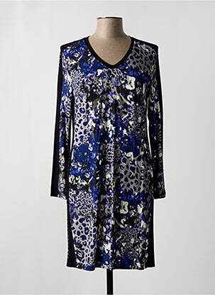 Robe mi-longue manches longues manches longues bleu MALOKA femme