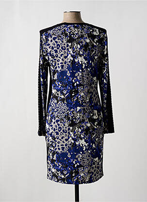 Robe mi-longue manches longues manches longues bleu MALOKA femme