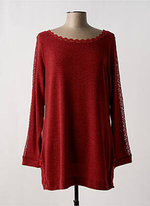 Pull tissage chiné manches longues rouge MALOKA femme
