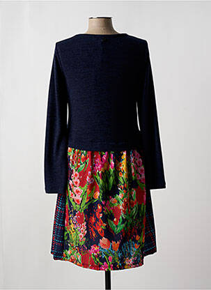 Robe mi-longue imprimé fleurs manches longues bleu MALOKA femme