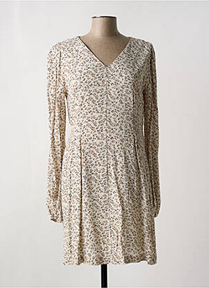 Robe mi-longue imprimé fleurs manches longues beige CHERRY PARIS femme