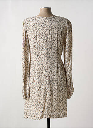 Robe mi-longue imprimé fleurs manches longues beige CHERRY PARIS femme