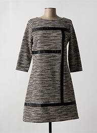 Robe mi-longue manches 3/4 manches 3/4 gris FILLE A SUIVRE femme