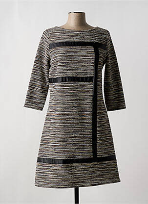 Robe mi-longue manches 3/4 manches 3/4 gris FILLE A SUIVRE femme