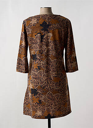Robe courte manches 3/4 manches 3/4 marron VEGAS femme