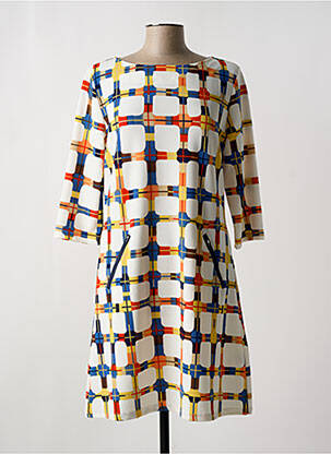 Robe mi-longue manches 3/4 manches 3/4 blanc VEGAS femme