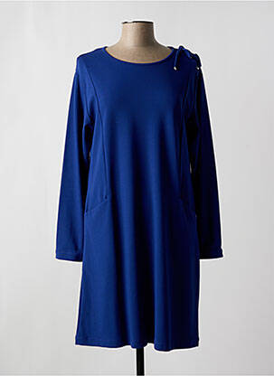 Robe mi-longue manches longues manches longues bleu MALOKA femme