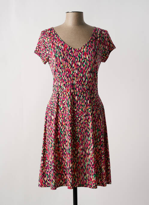 Robe mi-longue manches courtes manches courtes rose FILLE A SUIVRE femme