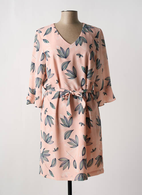 Robe mi-longue coupe fluide manches 3/4 rose DIANE LAURY femme
