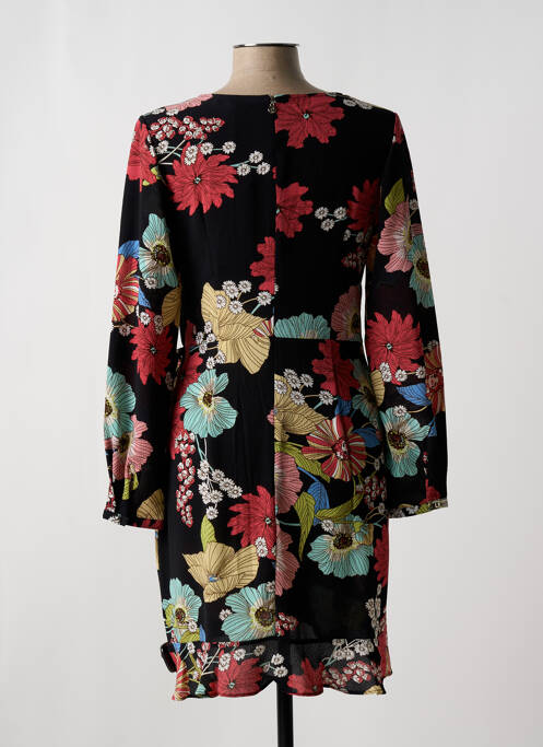 Robe mi-longue imprimé fleurs manches longues noir JUS D'ORANGE femme