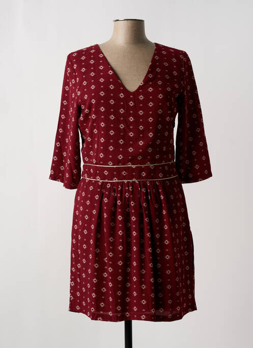 Robe courte manches 3/4 manches 3/4 rouge NOEMIE & CO femme