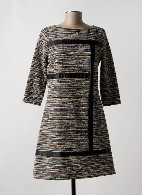 Robe mi-longue manches 3/4 manches 3/4 gris FILLE A SUIVRE femme